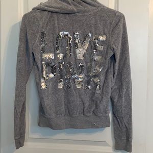 Victorias Secret Pink Sequined ZIP Up Hoodie